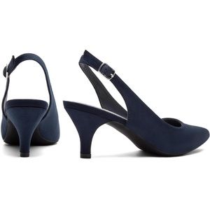Greatonu Women's Slingback Kitten Heel Pointed Toe Dress Pumps Shoes